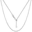 925 Sterling Silver Rhodium Plated Adjustable Box Chain, Width, 0.7mm