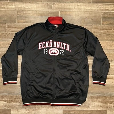 Ecko Unltd Jacket Mens 3XL Black & Red Track Streetwear Rhino Hip Hop Urban Y2K - Image 1 of 4