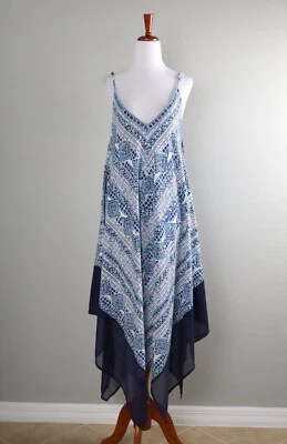 Vestido TOMMY BAHAMA $128 Estampado de Azulejos Suave Pañuelo Dobladillo Talla Pequeña Mediana Foto 1 de 4