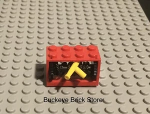 LEGO Red String Reel 2 x 4 x 2 w/ Fire Hose & Yellow Nozzle Classic Fireman Logo - Picture 1 of 3