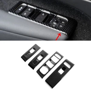 4x Carbon Fiber ABS Window Switch Lock Cover Trim For Volvo XC40 2018-2021 - Picture 1 of 5