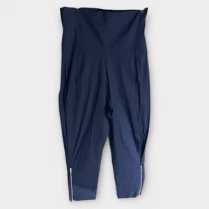 Crea Concept Sz 46 | XXL Linen Stretch Cropped Pants Ankle Zip Fold Over Waist - Picture 1 of 11