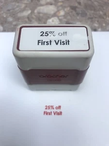“25% Off First Visit” Pre-Inked Brother 1438 Red Ink Stamp 1”x2” - Picture 1 of 3