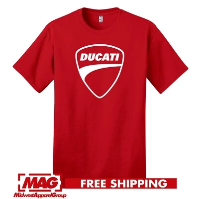 CAMISETA ROJA DUCATI Logo Motocicleta Carreras Deporte Rally Bicicleta Camiseta MotoGp - Imagen 1 de 3