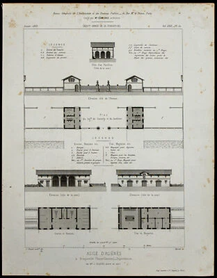 1865 - Dependencies L'Madhouse Gerard Walking IN Toulouse - engraving antique - Bild 1 von 3