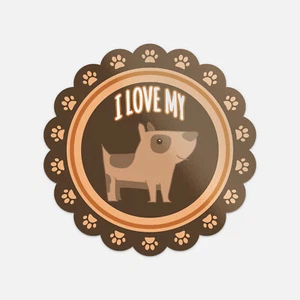 Calcomanía adhesiva de vinilo con insignia de animal I Love My Dog - Imagen 1 de 1