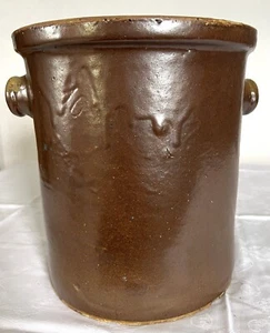 Antiker Gär -. Einlege -, Sauerkraut-, Tontopf Braun Steingut glasiert schwer - Bild 1 von 15
