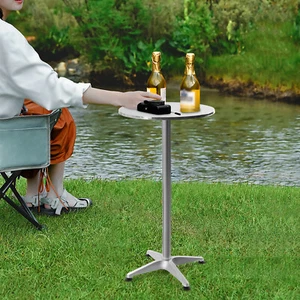 23.6 Round Pub Table Bistro Bar Height Cocktail Table W/ 90 Foldable Table Top - Picture 1 of 19