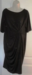 Womens🦋M&CO🦋black stretch glitter twist drape Xmas party dress size 18/20 - Picture 1 of 4