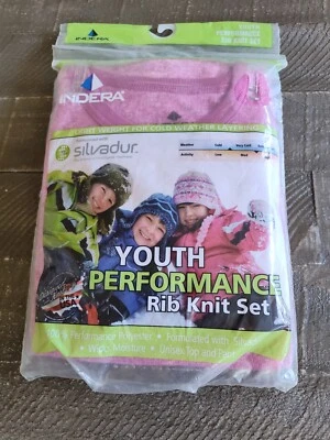 Indera Youth Performance Polyester Rib Knit Set with Silvadur, Pink, Large - Image 1 of 4