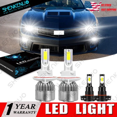 Para Chevrolet Camaro 2010-2013 4X 6000K Faro LED Alto/Bajo + Kit Bombillas Antiniebla Foto 1 de 4