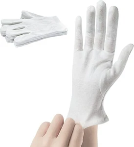 EvridWear White Cotton Gloves, Women Men Eczema Dry Hands Moisturizing, 5 Pairs - Picture 1 of 9