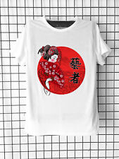 Tee-shirt manga japonais Geisha soleil levant Calligraphie Japonaise Geek
