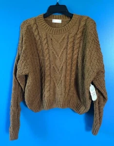 Alter'd State Brown Sugar Women Cozy Warm Cable Sweater Small MSRP: $69.95 NEW! - Picture 1 of 10