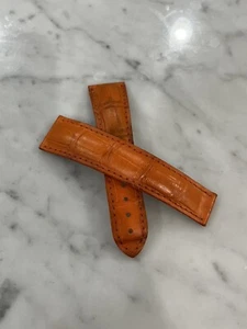 Omega 22mm x 18 mm Orange Leather Strap 98000148. For Omega Clasp. Aligator - Picture 1 of 10
