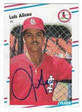 LUIS ALICEA 1988 FLEER UPDATE AUTOGRAPHED SIGNED # U-118 ST. LOUIS CARDINALS
