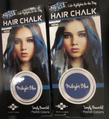 2 salpicaduras de tiza para el cabello color temporal reflejos AZUL MEDIANOCHE Foto 1 de 3