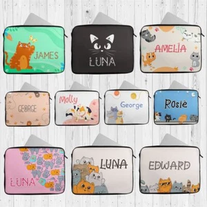 Personalised Laptop Case Any Name Cat Design  Sleeve Tablet Bag 111 - Picture 1 of 12