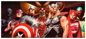 AVENGERS BIG 8 Print Marvel Alex Ross a CAP THOR IRON MAN - Picture 1 of 1