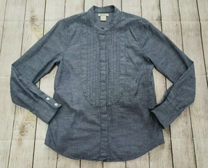 LUCKY BRAND SMALL CHAMBRAY DENIM TUXEDO BUTTON FRONT TOP BLOUSE SHIRT TENCEL - Picture 1 of 8