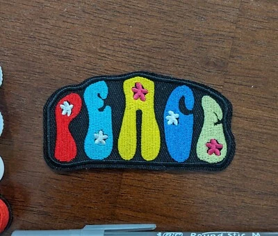 Hippie Peace Patch Colorful Retro Embroidered Iron On Patch 2.75"x3.65" - Image 1 of 3