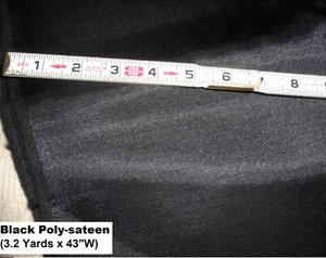 Black Sateen Shiny Polyester Fabric 3Ydsx43" Curtain Apparel Skirt Home Decor - Picture 1 of 5