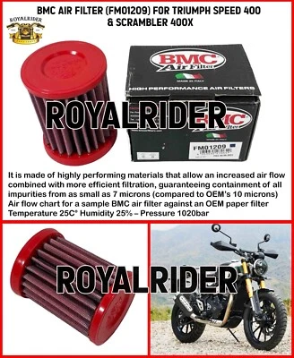 Filtro de aire BMC para Triumph Speed 400 Triumph Scrambler 400 X (FM01209) Foto 1 de 4