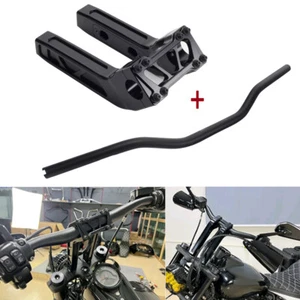 Club Style 1" Handlebar & Riser Black Set For Harley FLFB FLFBS FLSL FXFBS FXLRS - Picture 1 of 12