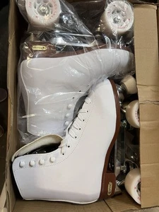 Pattini a rotelle Chicago Quad donna 8 pelle bianca EU 39 40 8,5 - Foto 1 di 3