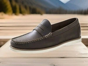 BNWT HERITAGE - 10 Men Moccasins Leather Flats Slip On Casual Loafers Nonslip #J - Picture 1 of 10