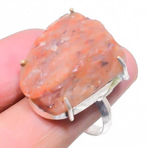 Cornalina Rough Piedra Preciosa Hecho 925 Plata de Ley Joyería Anillo Tamaño 7 - Imagen 1 de 5