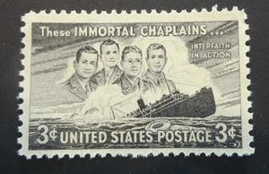 Francobollo US 3¢ SC# 956 "Quattro cappellani immortali" S.S. Dorchester MNH/OG, 1948 (332) - Foto 1 di 2