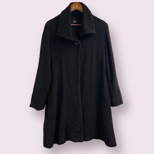 Eileen Fisher Mantel Einknopf Cape schwarz Webstrick Medium Designer - Bild 1 von 6