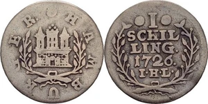 Hamburg Schilling 1726 Silber 0,8 g Original Münze #HEG482 - Bild 1 von 1