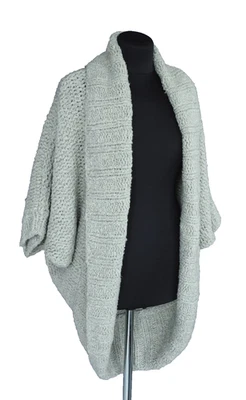 Cárdigan Suéter Gris Tejido Grueso 100% Cachemira Italiano Colección Donna Karan S Foto 1 de 4