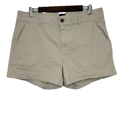 Gap Girlfriend Shorts Khaki High Rise Relaxed Size 12 Chinos Beige Minimalist - Image 1 of 4