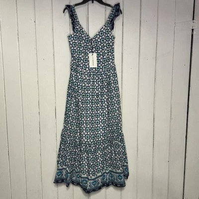 Lucky Brand Size XS Floral Print Sleeveless Ruffle Trim Tiered Maxi Dress NWT - Image 1 of 4