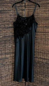 Vintage Oscar de la Renta Pink Label Burnout Samt Satin Nachthemd XL Schleife transparent - Bild 1 von 7