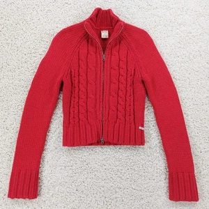 Abercrombie & Fitch Vintage Cardigan Pullover Zopfmuster rot Damen L, Full Zip - Bild 1 von 7