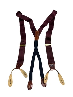 Martin Dingman Borgoña y Azul Tirantes Pantalones Braces Latón Sólido Foto 1 de 4