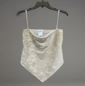 Camiseta sin mangas Y2K bronceada espalda abierta para mujer terciopelo aplastado medio coqueta hecha en EE. UU. LA Movers - Imagen 1 de 19