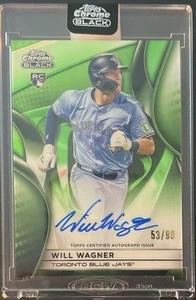 2025 Topps Chrome Black Will Wagner Green Refractor Rookie Auto 53/99 Blue Jays - Bild 1 von 2