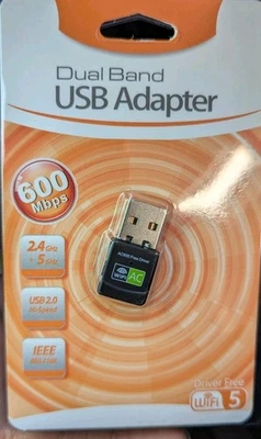 Dual Band USB 2.0 Hi Speed Wireless PC  Adapter 600Mbpc Fast original UK stock  - Image 1 of 2