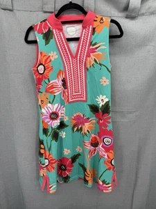 Spartina 449 Vestido Floral Sin Mangas Bordado Cuello Hasta la Rodilla Vestido Talla Pequeña - Imagen 1 de 9