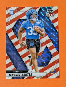 2025 Panini Mosaic Jarquez Hunter RED & WHITE STRIPE ROOKIE PRIZM #380 Rams RC - Bild 1 von 2