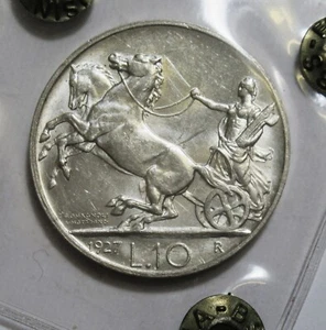 *VITTORIO EMANUELE III 10 LIRE 1927 ** BIGA (DUE ROSETTA) FDC PERIZIA M.FILISINA - Picture 1 of 3