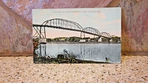 Antigua postal puente de Lyon río Mississippi Clinton Iowa IA 1909 - Imagen 1 de 3