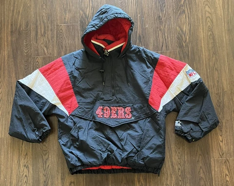 San Francisco 49ers Starter ProLine Vintage NFL 1/2 Zip Insulated Jacket Size L Cover