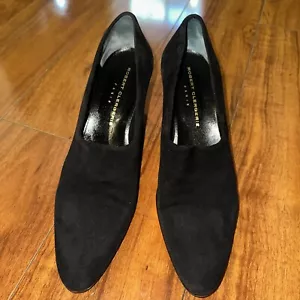 Robert Clergerie Womens Suede Black Leather High Heels Pumps Shoes Size 8.5 - Picture 1 of 5