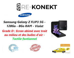 Samsung Galaxy Z Flip3 5G - 128Go - 8Go RAM - Violet -  Écran abîmé